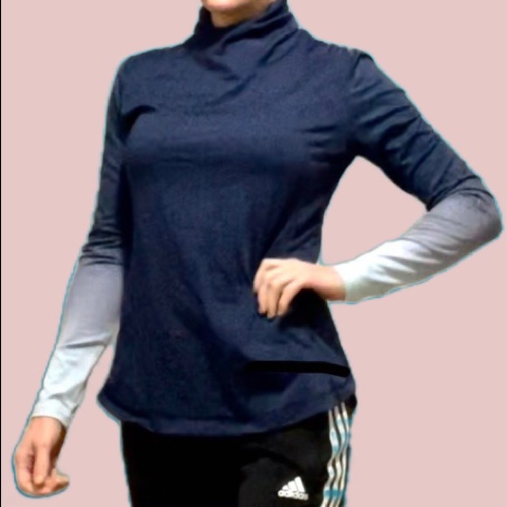 CALIA Ombré Splatter Mock Neck Pullover with Pockets